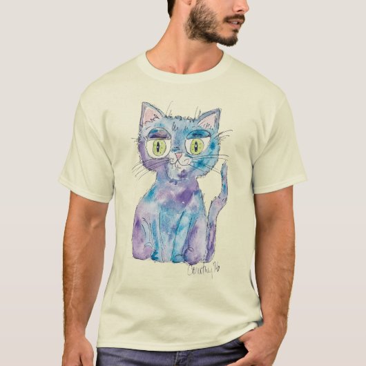 T-shirt Chat aquarelle fou (Devant)