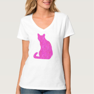 T-shirt Chat Arabesque - fuschia, rose chaud