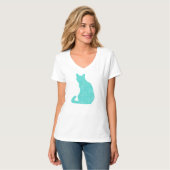 T-shirt Chat Arabesque - nuances de turquoise (Devant entier)