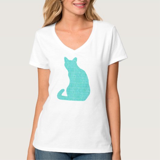 T-shirt Chat Arabesque - nuances de turquoise (Devant)