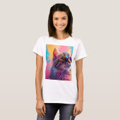 T-shirt "Chat arc-en-ciel psychédélique avec lunettes de s (Devant entier)