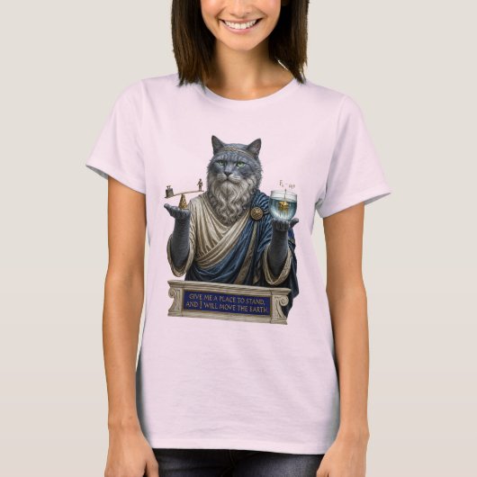 T-shirt Chat Archimède Bleu Russe (Devant)