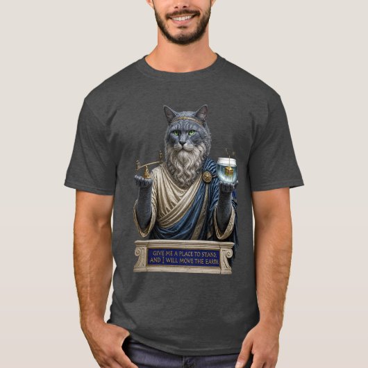 T-shirt Chat Archimède Bleu Russe (Devant)