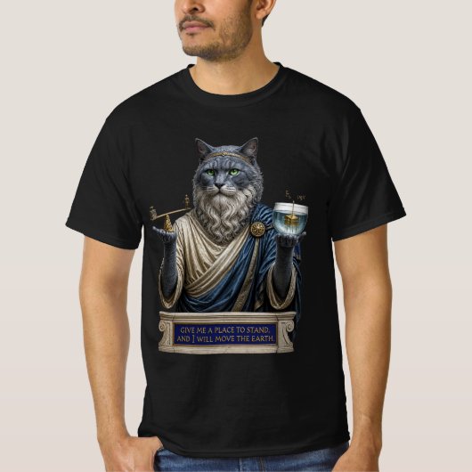 T-shirt Chat Archimède Bleu Russe (Devant)