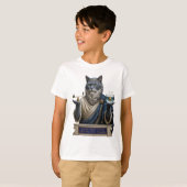T-shirt Chat Archimède Bleu Russe (Devant entier)