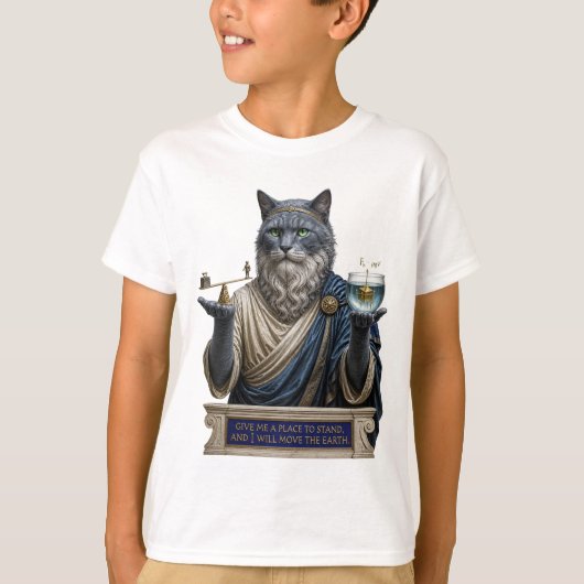 T-shirt Chat Archimède Bleu Russe (Devant)