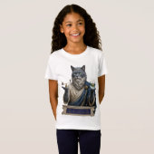 T-Shirt Chat Archimède Bleu Russe (Devant entier)