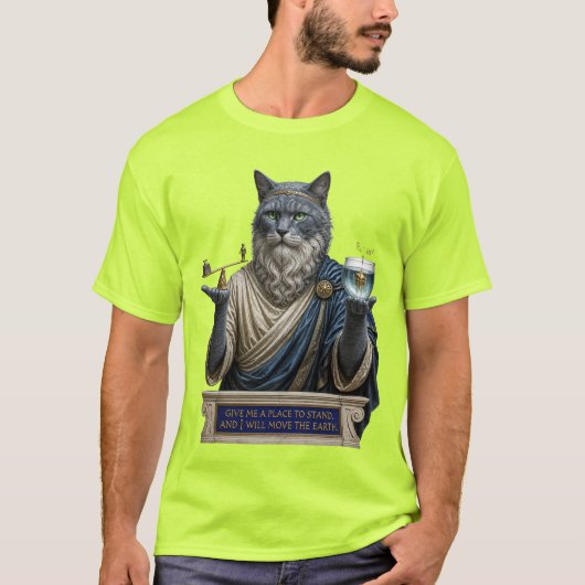 T-shirt Chat Archimède Bleu Russe (Devant)