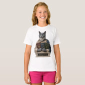 T-shirt Chat Aristote Bleu Russe (Devant entier)