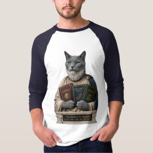 T-shirt Chat Aristote Bleu Russe