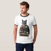 T-shirt Chat Aristote Bleu Russe (Devant entier)