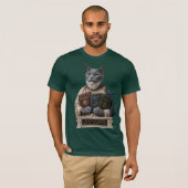 T-shirt Chat Aristote Bleu Russe (Devant entier)