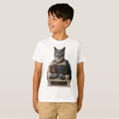 T-shirt Chat Aristote Bleu Russe (Devant entier)