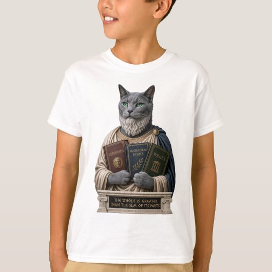 T-shirt Chat Aristote Bleu Russe (Devant)