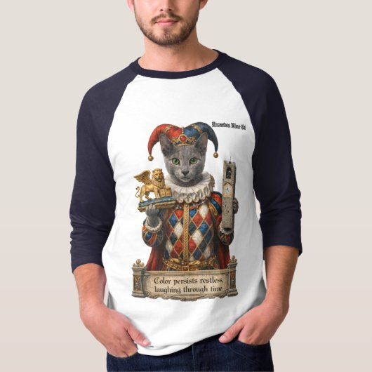 T-shirt Chat Arlequin Bleu Russe (Devant)