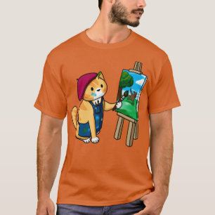 T-shirt Chat artiste chaise beret