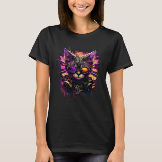 T-shirt Chat artistique et hipster  Chat coloré cool avec 