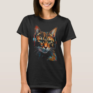 T-shirt Chat Artwork Musique Casques Coloré Animal Chat