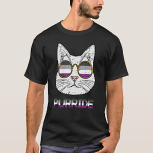 T-shirt Chat Asexuel Purride Ace Pride Drapeau Asexualité