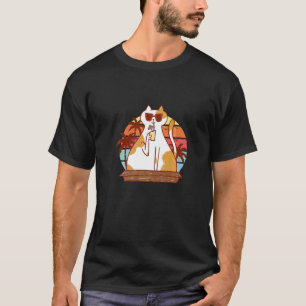 T-shirt Chat Assis Avec Boisson Fraîche Sur La Plage Été