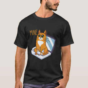 T-shirt Chat assis sur ordinateur drôle kitty bureau à dom