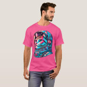 T-shirt Chat Astronaut Kitten Cosmonaut Cyberpunk (Devant entier)