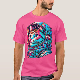 T-shirt Chat Astronaut Kitten Cosmonaut Cyberpunk