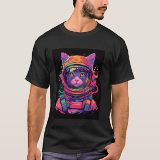 T-shirt Chat astronaute coloré 1