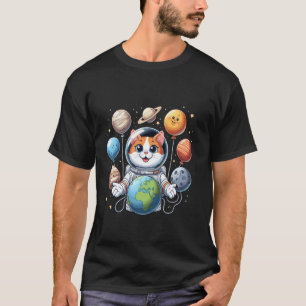 T-shirt Chat Astronaute Espace Système Solaire Planète Bal