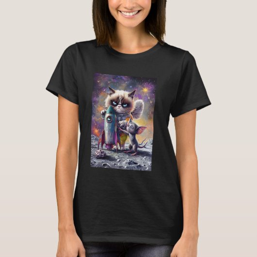 T-shirt Chat Astronaute Fusée Espace (Devant)