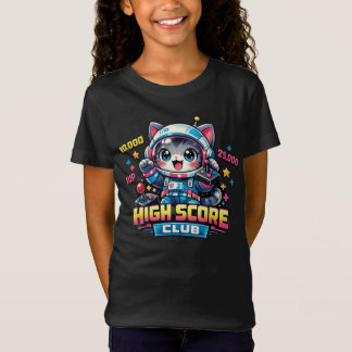 T-Shirt Chat Astronaute Joueur Mignon – Club High Score Ka