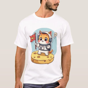 T-shirt Chat Astronaute Mignon Atterrissage sur la Lune Ka