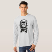 T-shirt Chat astronaute noir et blanc (Devant entier)