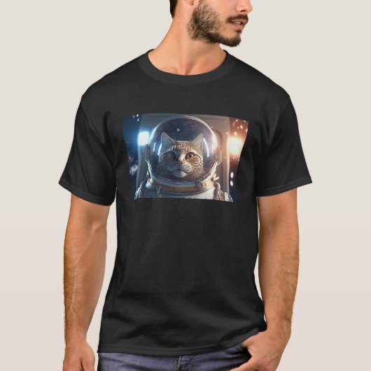 T-shirt Chat Astronaute Profond Dans L'espace Cosmique (Devant)
