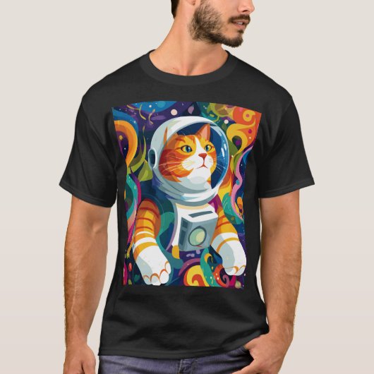 T-shirt Chat astronaute psychédélique de l'espace – Ar tri (Devant)