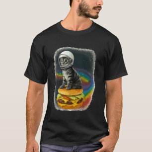 T-shirt Chat astronaute sur cheeseburger drôle galaxie de