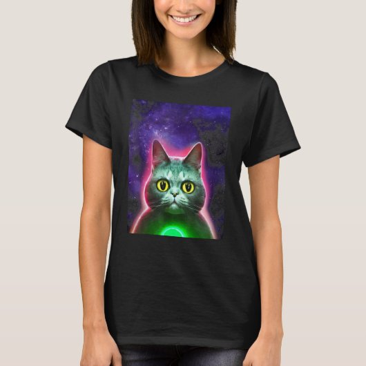T-shirt chat astronaute Tee chat de l'espace pour  (Devant)