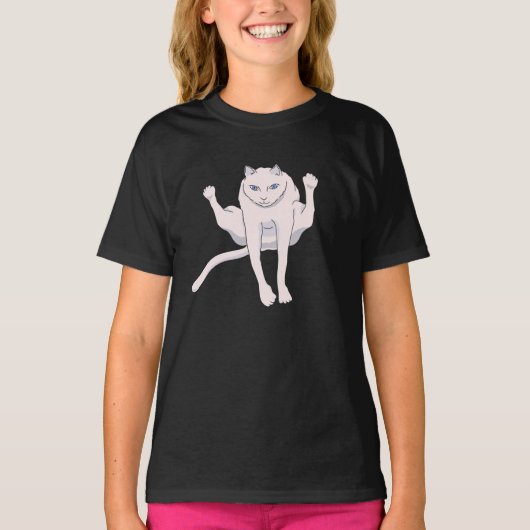 T-shirt chat athlète blanc acrobatique (Devant)