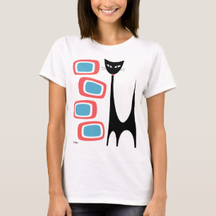 T-shirt Chat atomique du milieu du siècle avec des ongles