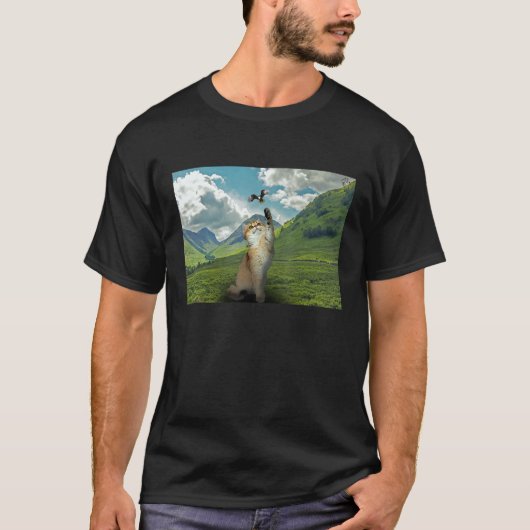 T-shirt Chat Attrapant Aigle (Devant)