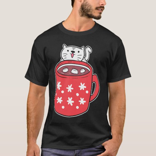 T-shirt Chat au Chocolat Chaud Malade de Sucre (Devant)