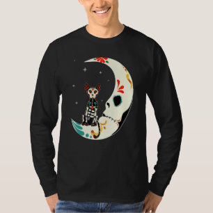 T-shirt Chat au crâne sucre Moon Dia De Los Muertos Hallow