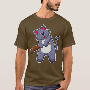 T-shirt Chat au cricket avec chauve-souris de cricket