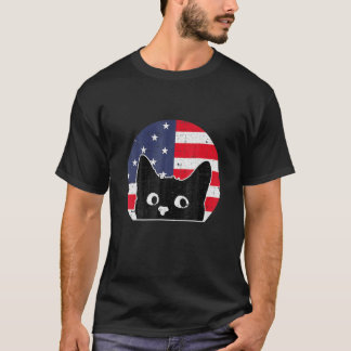 T-shirt Chat au drapeau américain kitten 4 juillet patriot