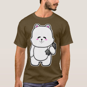 T-shirt Chat au fitness avec haltère 1
