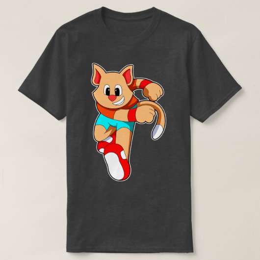 T-shirt Chat au jogging de fitness (Design devant)