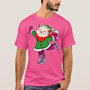 T-shirt Chat au patinage sur glace avec des patins à glace