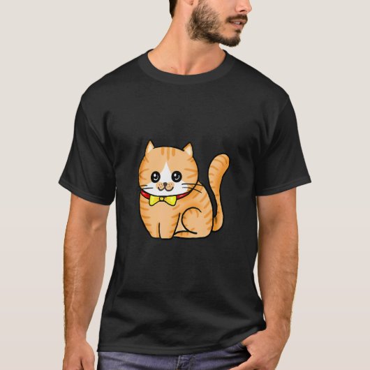 T-shirt Chat au Ruban Jaune Charmant (Devant)