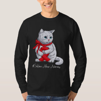 T-shirt Chat au ruban rouge du Mois de sensibilisation à l