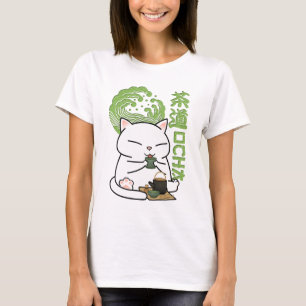 T-shirt Chat au thé vert Matcha